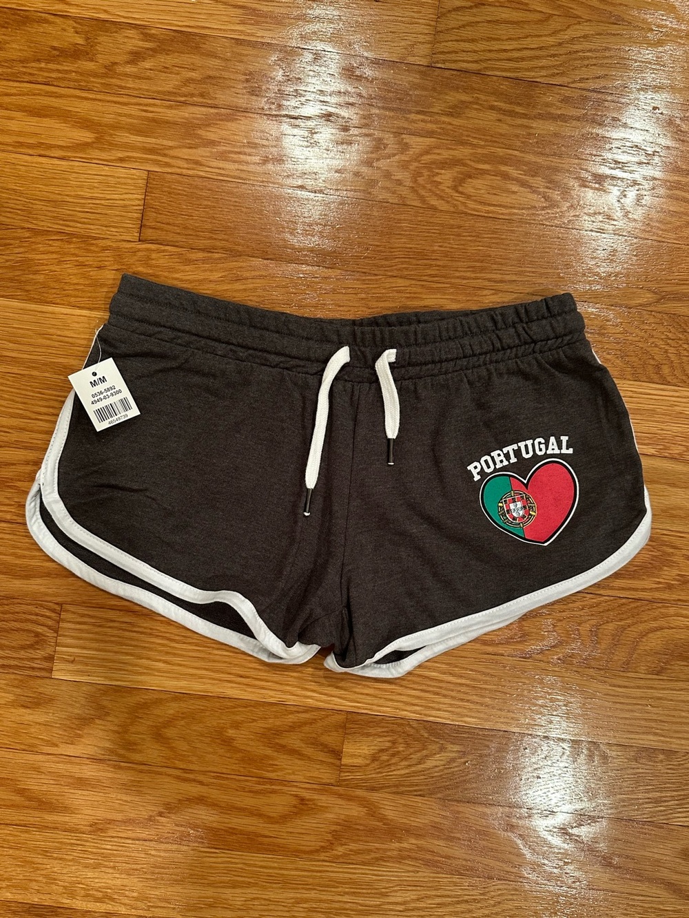 Portugal Heart Charcoal Gray Women's Athletic Shorts Size M